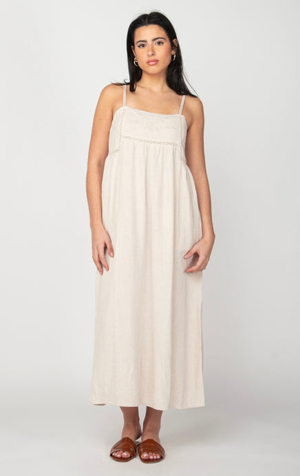 LINEN BLEND MIDI DRESS