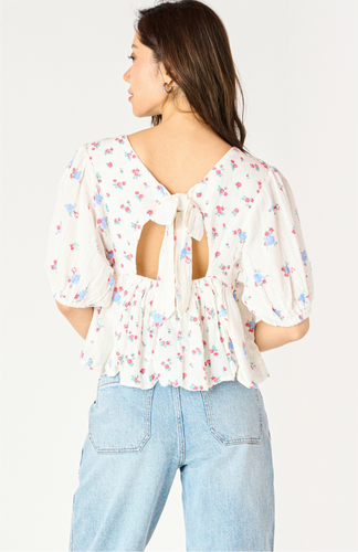 FLORAL TIE BACK PRINTED TOP