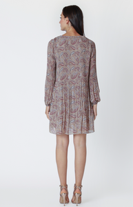 PAISLEY PLEATED A LINE DRESS