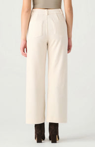 WIDE LEG CORDUROY ECRU ANKLE PANT