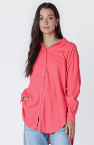 BRIGHT CORAL BUTTON FRONT BLOUSE