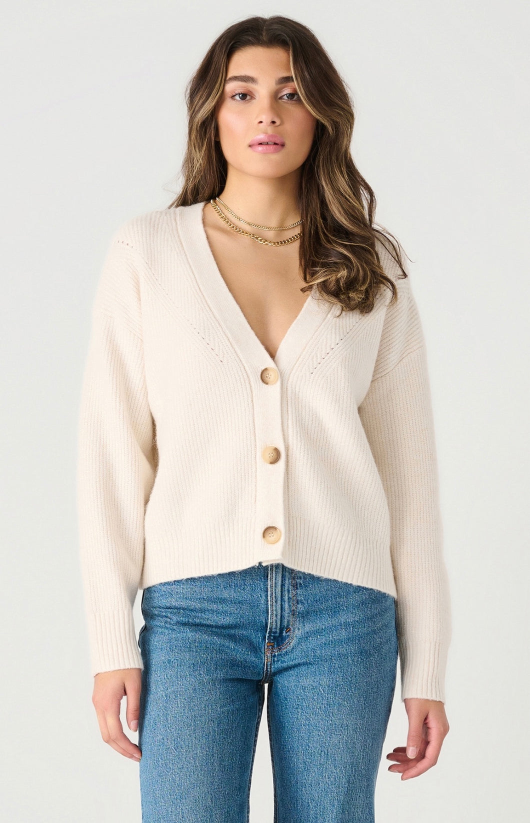 SEA SALT MELANGE BUTTON CARDIGAN