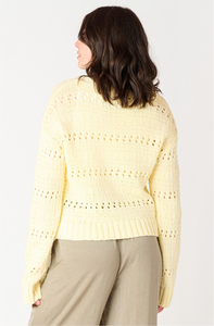 LEMON OPEN STITCH CROPPED CARDIGAN