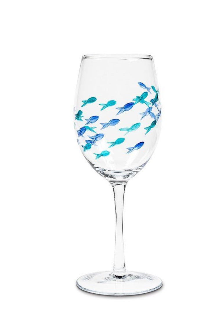 BLUE FISH WINE GLASS